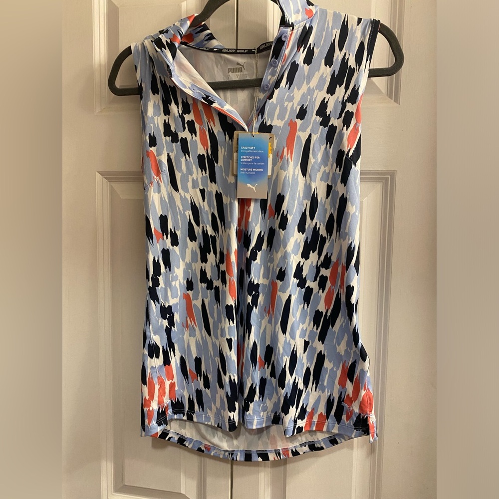 Puma Golf Polo Womens Sleeveless Medium Multicolor Tennis Beach Performance Top